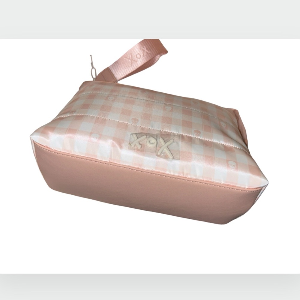 BETSEY JOHNSON PEACH & WHITE CHECKERED SKULL LUNCH BAG & SKULL TUMBLER SET NWT - Picture 4 of 12